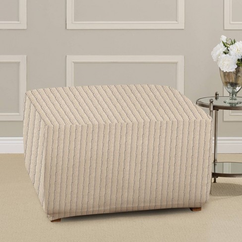 Stretch Printed Velvet Dottie Ottoman Slipcover Cream Sure Fit Target