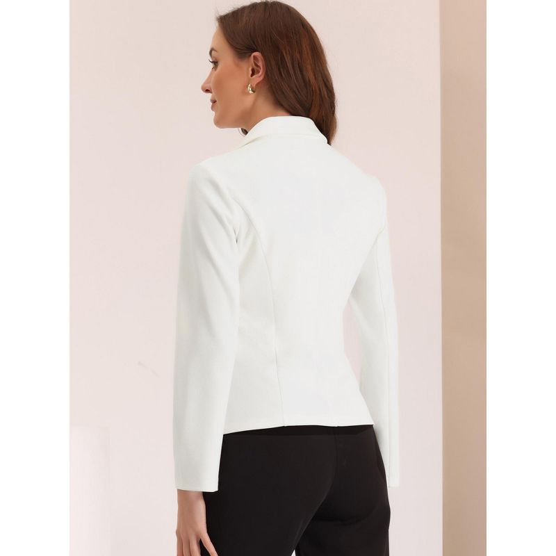 Allegra K Women's Elegant Work Office Lapel Collar Button Down Stretch Suit Blazer, 4 of 7