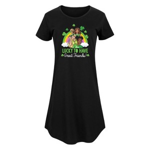 Women's - Barbie - Lucky To Have Great Friends Graphic T-shirt Dress - 1 of 4