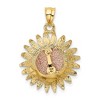 Black Bow Jewelry 14k Yellow and Rose Gold Sunflower Pendant, 21mm (13/16 inch) - 3 of 4
