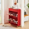 VYNXARIA Red Shoe Storage Cabinet - Stylish & Space-Saving Organizer for Entryway - 3 of 4