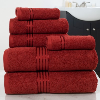 Solid Bath Towels And Washcloths 6pc Wine Red Yorkshire Home