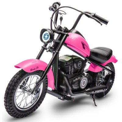 24V Electric Motorcycle with 2 Speed Max Up to 14MPH, LED Light, Leather Seat, Rear Brake,  for Kids 3-8 Years Kids