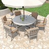 ModernLuxe 6-Person Outdoor Wooden Dining Set with Umbrella Hole, Patio Furniture Set with Removable Cushions for Backyard/Garden, Antique Gray - 2 of 4
