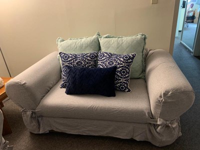 Farmhouse Basketweave Sofa Slipcover Oatmeal - Sure Fit : Target