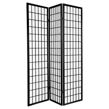 6 ft. Tall Window Pane Shoji Screen - Black (3 Panels)