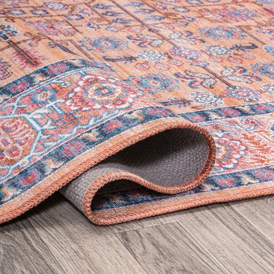 8' x 10' Multi-Color Synthetic Persian-Inspired Washable Area Rug