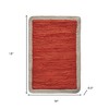 19" Set of Four Orange And Natural Solid With Border Cotton Placemats - 3 of 4