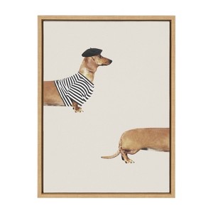 Kate & Laurel All Things Decor 18"x24" Sylvie Long Dog Framed Canvas Wall Art by July Art Prints Modern Weiner Dog - 1 of 4