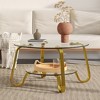 QingMoon Round Glass Coffee Table, Modern Living Room Table,  2-Layer Accent Center Table with Metal Frame and Storage Shelf for Apartment - 2 of 4