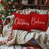 Lomsoe 2pcs Festive Christmas Throw Pillow Covers - "Merry Christmas" Design, Red Polyester, Zippered, Ideal for Holiday Home Decor, Christmas Decor - 2 of 4