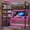 Loft Bed Twin Size with L-Shaped Desk, Twin Metal Loft Bed with Storage Shelves & Safety Guardrail & Ladder, No Box Spring Needed - 3 of 4