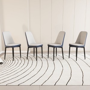 CAVINAS Upholstered Mid Century Dining Chairs Set of 2/4,PU Leather Kitchen Chairs with Metal Legs,High Back Dining Room Chairs for Dining Table - 1 of 4