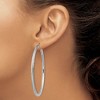 Black Bow Jewelry 3mm x 60mm, 14k White Gold, Diamond-cut Round Hoop Earrings - 3 of 4
