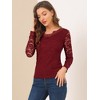 INSPIRE CHIC Women's Floral Embroidery Sheer Long Sleeves Lace Blouse - 2 of 4