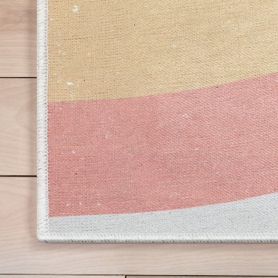 Rainbow Stripes Multicolor Polyester Kids Area Rug 3'3" x 5'