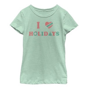 Girl's CHIN UP Christmas Love Holidays T-Shirt - 1 of 3