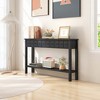Costway 60" Console Table Retro Entryway Sofa Table with 4 Drawers & Open Shelf Hallway White/Black - 4 of 4