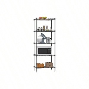 Metal Frame Storage Shelves 5 - Tier Wire Shelving Heavy Duty Black Kitchen Garage Shelf with Leveling Feet 12x17x48 Inches - 1 of 4