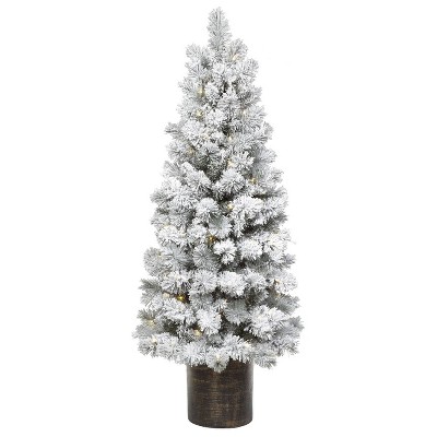 Photo 1 of 5ft Pre-lit Artificial Christmas Tree Potted Flocked Virginia Pine Clear Lights - Wondershop™