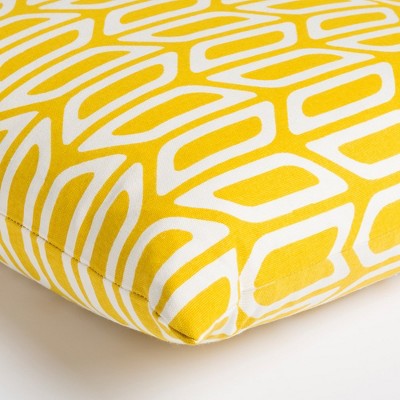 Magele Mustard and White Cotton Modern Square Accent Pillow