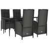 vidaXL 5 Piece Patio Dining Set with Cushions Black and Gray Poly Rattan - 63" Table Length 4x Chair + Table - 3 of 4