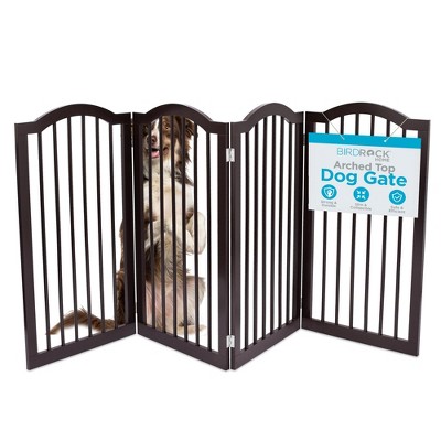 INTERNET'S BEST Arched Top Dog Gate | 4 Panel, 36" H Wooden Pet Barrier | Freestanding Folding Room Divider | Espresso. (4 panel - 36", Espresso)