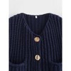 Sleeveless Cropped Button Down Cardigan Sweater Vest for Women Trendy Crochet Cable Knit Tops with Pockets - 3 of 3