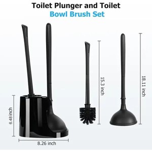 2 in 1 toilet plunger and brush set, extended handle plunger, toilet brush plunger set, bathroom cleaning tools, toilet brush plunger combination - 1 of 4