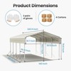 XBRIGH 12x20 Ft Carport, Heavy Duty Metal Car Port, All-Weather Protection, Easy Assembly for Cars, Trucks, Boats, Tractors, and Outdoor Storage - 2 of 4