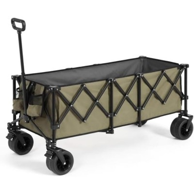 RISOKEYS Extra Long 300L Collapsible Wagon Cart with All-Terrain Wheels,220LB Capacity - Heavy Duty Foldable Utility Cart for Camping,Beach