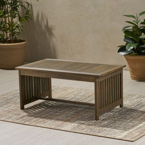PAGED Patio Dining Table Wood Rectangle Outdoor Table with Slatted Table Top for Patio, Deck - 1 of 4