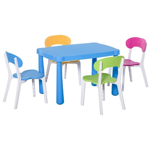 Homcom Kids Plastic Table And Chair Set Children's Activity Desk For ...