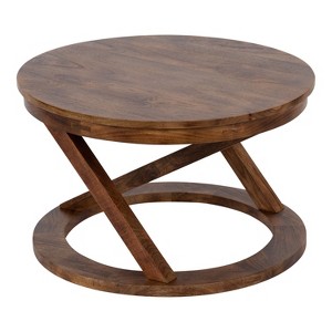 Kate and Laurel Aja Round Wood Coffee Table, 26x26x16, Walnut Brown - 1 of 4