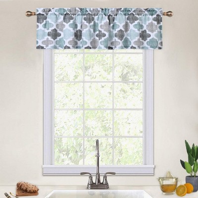 Moroccan Tile Pattern Quatrefoil Printed Kitchen Curtains : Target