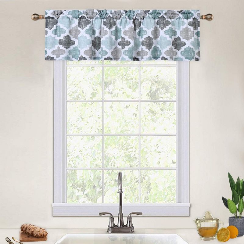 Moroccan Tile Pattern Quatrefoil Printed Kitchen Curtains, 1 of 6