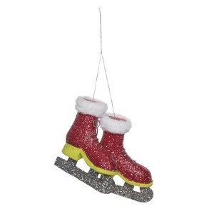 Transpac Foam Glittered Ice Skate Ornaments Green Christmas Tree Decorations for Indoor Use Gift Giving and Festive Decor - 1 of 1