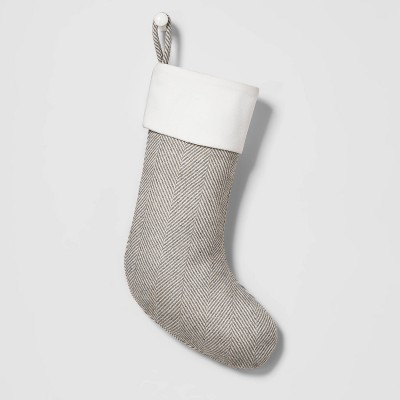 Chevron Christmas Stocking Gray/White - Wondershop™