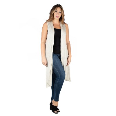 24seven Comfort Apparel Women's Plus Long Sleeveless Vest