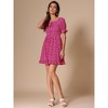Allegra K Women's Square Neck Puff Sleeve Smocked Floral Ruffled Hem Dress - 3 of 4