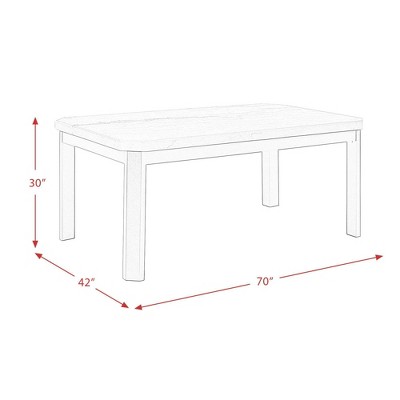 Celine White Marble and Black Wood Rectangular Dining Table