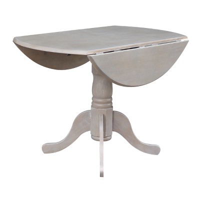 42" Washed Gray Taupe Round Wood Extendable Dining Table