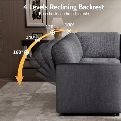 Backrest angles and adjustable levels of the sofa