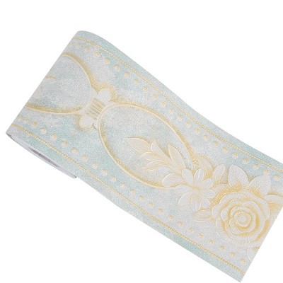 Unique Bargains Self Sticker Peony Pattern Wall Paper Border for Kitchen Bedroom Decor