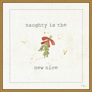 16" x 16" Christmas Cuties III Mistletoe by Pela Studio Framed Canvas Wall Art - Amanti Art - 1 of 4