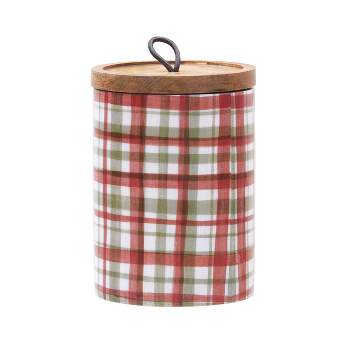 Gallerie II Poinsettia Xmas Mango Wood Canister Md