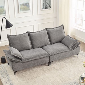 88.5" Dutch Velvet 3-Seater Sailboat Sofa with 2 Pillows, Compact Design for Small Spaces (Modern Style) - 1 of 4