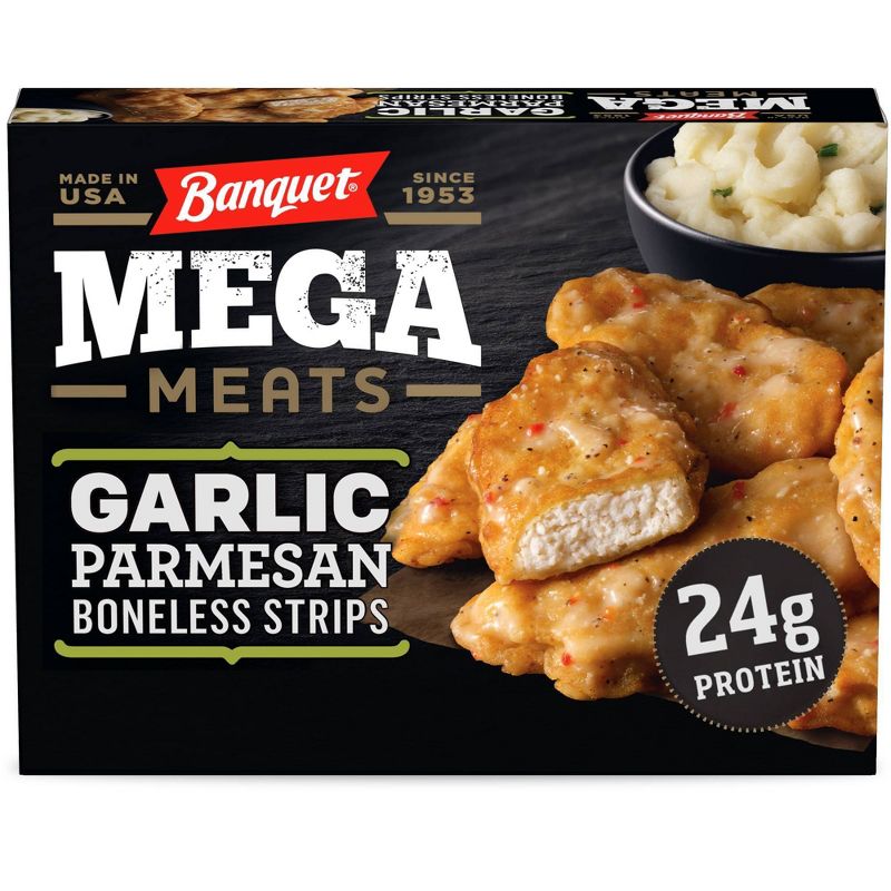 Banquet Frozen Mega Meats Garlic Parmesan Boneless Chicken Strips - 13.3oz, 1 of 6