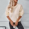 Coolmee Women's Crochet Sweaters Crewneck Cable Knit Pullover Hollow Out Chunky Jumper Casual Tunic Tops - 3 of 4
