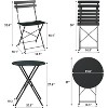 3 Piece Patio Bistro Sets, Outdoor Patio Furniture Set with Round Table and 2 Folding Chairs, Compact Conversation Set - 4 of 4